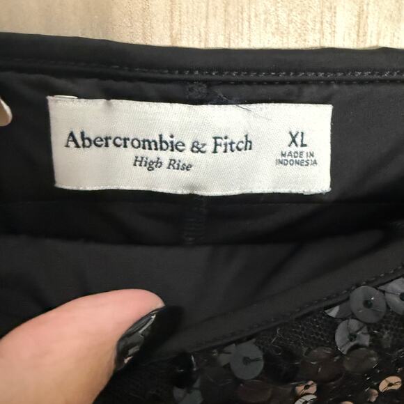 Abercrombie & Fitch High Rise Sequin Skort Black Mini Skirt Size XL - Picture 5 of 9